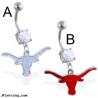 Belly ring with dangling bull, pink panther belly rings, belly button piercing health, lady bug belly ring, calf wean nose ring, dangling belly button rings