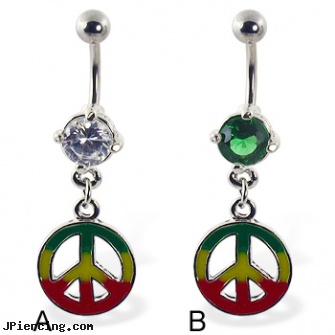 Belly ring with dangling jamaican peace sign, gold mermaid belly rings, dangle belly button rings, when belly button piercings go wrong, earings and body piercings, dangling nipple jewelry stars