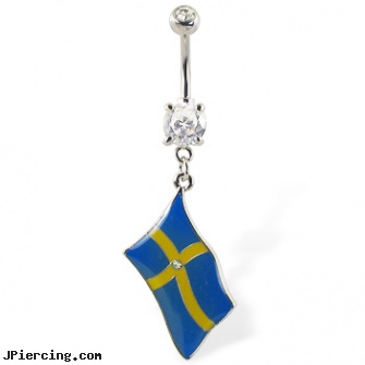 Belly ring with dangling Swedish flag, flexible belly rings, baseball and belly button rings, initial belly rings, nose ring gold diamond india, african nose rings