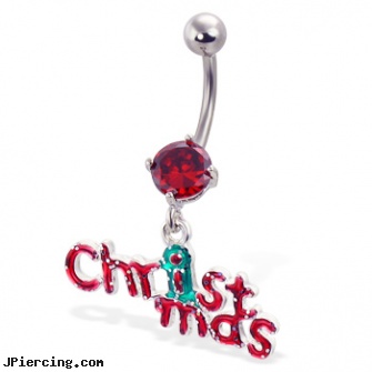 Christmas Belly Button Ring, christmas body jewelry, christmas belly navel rings, christmas belly rings, mustang belly button ring, belly bar jewelry