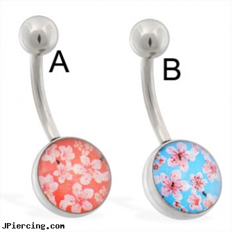 Flower Logo Belly Ring, flower fishtail labret, flower pics, flower shaped labret jewerly, logo toungue rings, body jewelry superman logo belly button ring