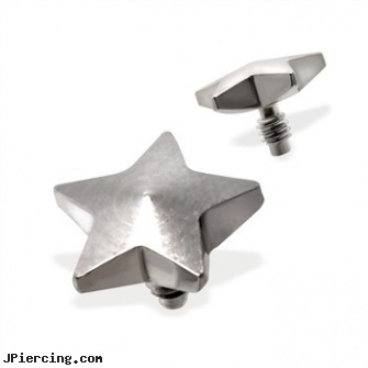 Internally Threaded Star Dermal Top, 14GA, internally threaded body jewelry, internally threaded body piercing jewelry, belly ring titanium internally threaded, threaded ring nipple, star belly button rings