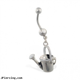 Jeweled belly ring with dangling water pail, 18g jeweled labrets, jeweled belly rings, jeweled navel slave rings, matching tongue ring and belly ring, superman belly rings