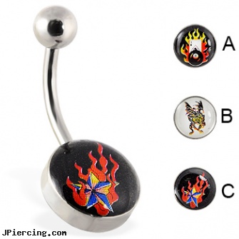 Logo Belly Ring, buy logo tongue rings, tongue rings lips logo, picture inlay belly button rings with swastika logo, belly-button peircings, eeyore belly button ring