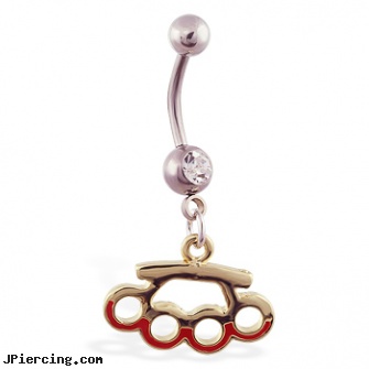 Navel ring with dangling brass knuckles, small navel rings, piercing infection navel, cost of navel piercing, latex bondage corset nose ring, gay men with nipple rings