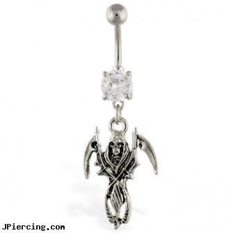 Navel ring with dangling grim reaper, cost of navel piercing, free navel rings no credit cards neeeded, navel body jewelry, pussy ring, masterbation aids with tongue ring