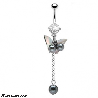 Navel ring with dangling mother of pearl butterfly and beads, 14k gold plated belly button navel ring, piercing navel forum, navel ring pic, chrome inch teardrop metal cock ring, adult cock rings