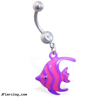 Navel ring with dangling pink and purple fish, free navel rings no credit cards neeeded, patrick from spongebob navel rings, pearl navel ring, giraffe belly rings, cock ring photos