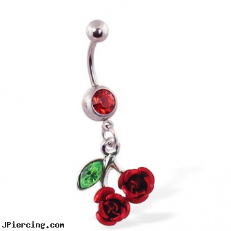 Navel ring with dangling rose cherries, tree navel ring, navel rings and sex, patrick from spongebob navel rings, belly ring balls, how do you use cock ring