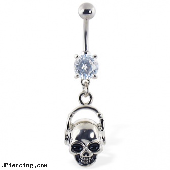 Navel ring with dangling skull with headphones, nose navel tongue rings, navel piercing fat, navel piercing not healing, puerto rican belly rings, playboy eyebrow rings