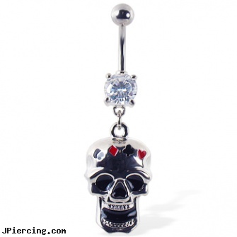 Navel ring with dangling skull with suits, surgical steel navel jewelry, bad navel piercings pictures, change navel piercing, the bead ring, disney belly rings