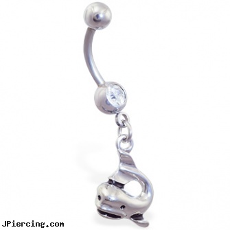 Navel ring with dangling whale, piercing your own navel, body jewelry and navel piercing, piercing navel and photographs, how does cock ring work, belly button ring infections