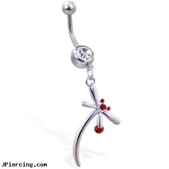 Navel ring with long dangling dragonfly, white gold top down navel rings, navel shields, navel piercing infections and treatment, create your own tongue ring, large nose ring