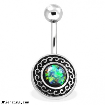 Navel Ring With Multicolor Opal And Tribal Shield, padlock navel ring, care of navel piercing, diamond navel jewelry, vibrating sleeves vibrating penis rings and anal toys, non piercing nippel rings