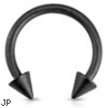 14G Matte Black Horseshoe with Spike Ends Surgical Steel