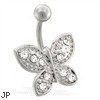 Jeweled butterfly belly ring