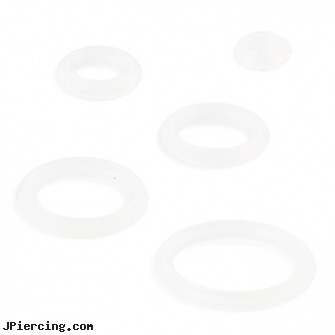 Pack Of 10 Clear Rubber O-Rings, nose ring packages, packaging and body jewelry, body jewelry and packaging, belly button rings clearance, straight barbell clear retainer